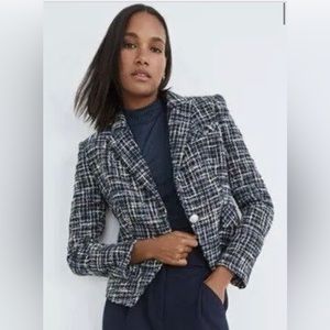 Veronica Beard Hosanna Dickey Jacket Blazer Navy Blue Tweed Size 2